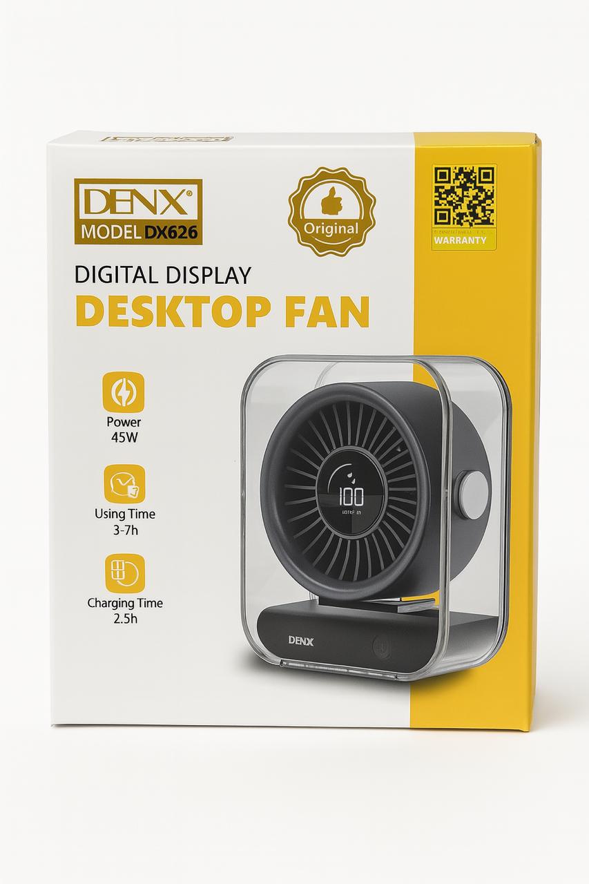 DENX Digital Display Desktop Fan - Yellow | 1 Year Warranty