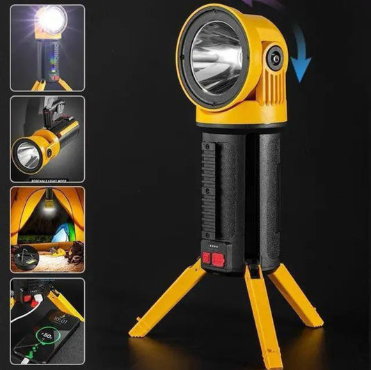 Rechargeable LED Work Flashlight with Power Bank – Multi-Function Searchlight for Camping, Car, and Emergency Use - NARA SPACE