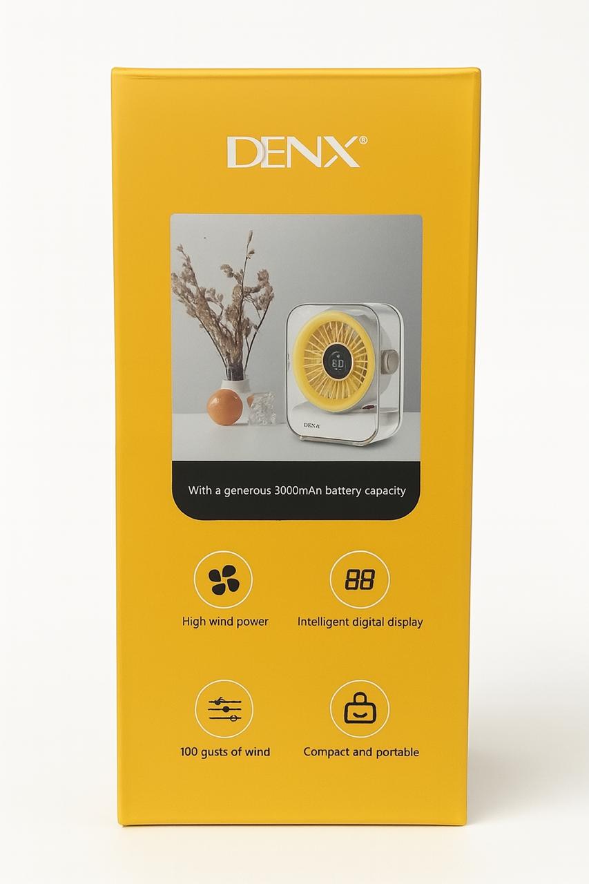 DENX Digital Display Desktop Fan - Yellow | 1 Year Warranty