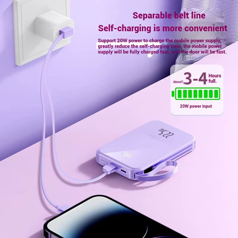 Magnetic 10000mAh Power Bank with Built-in Cables & 22.5W PD Fast Charging - NARA SPACE
