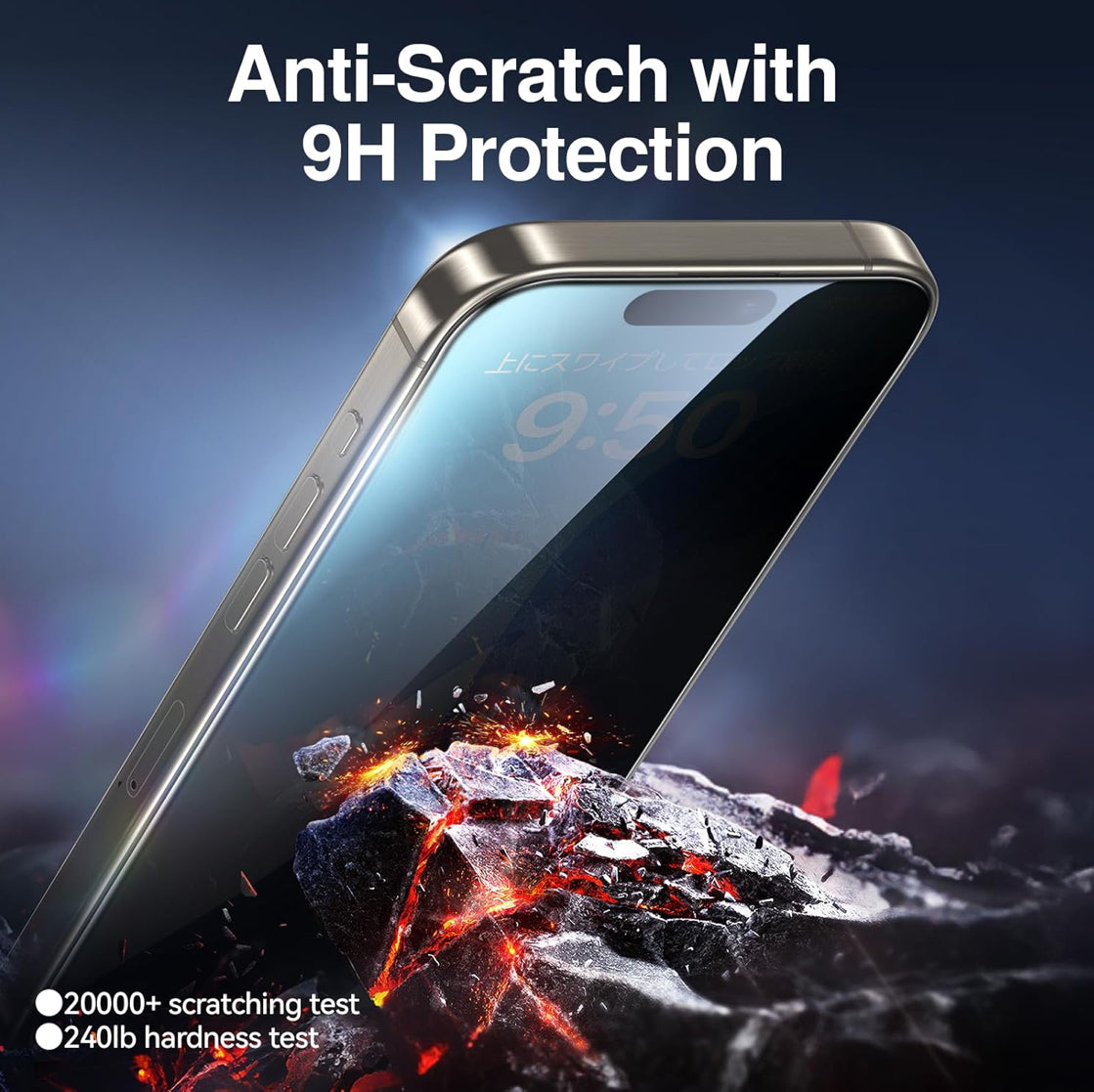 GEARMAX iPhone 16 Pro Privacy Screen Protector – 9H Anti-Spy Tempered Glass - NARA SPACE