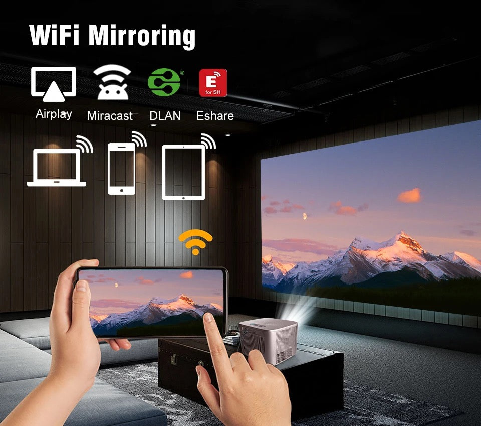 Ultra HD Projector with 4K and 8K Support, 1000 ANSI Lumens, Android 9.0, Wireless Screen Sharing - NARA SPACE