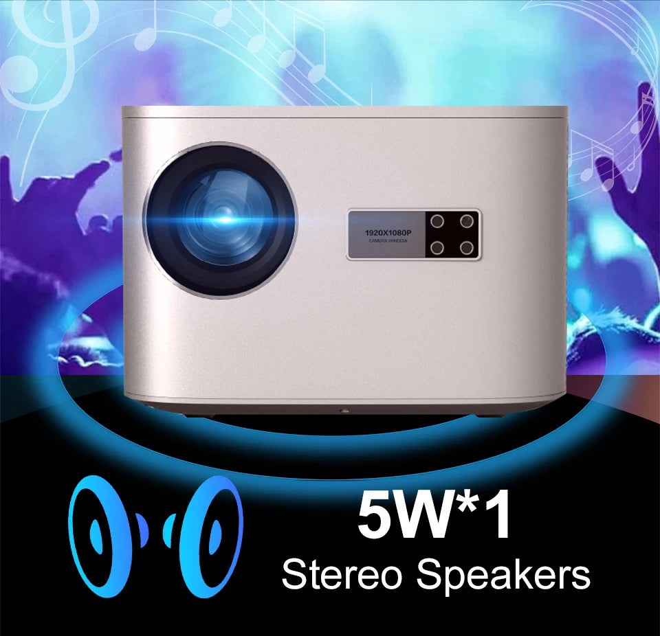 Ultra HD Projector with 4K and 8K Support, 1000 ANSI Lumens, Android 9.0, Wireless Screen Sharing - NARA SPACE