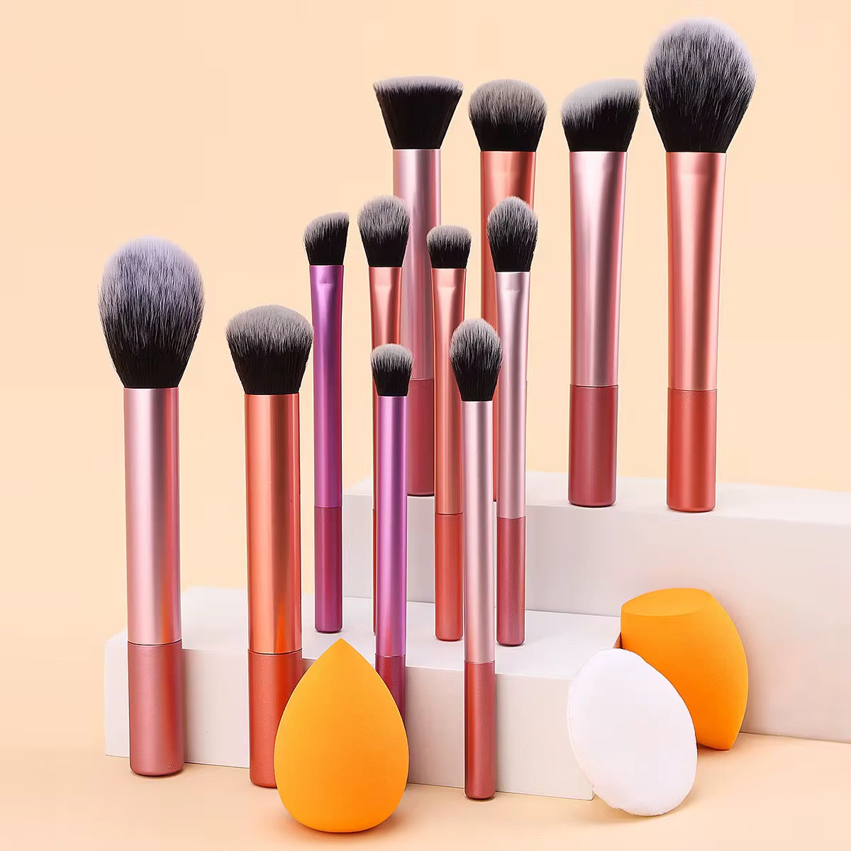Professional 5-Piece Makeup Brush Set with Blending Sponge for Flawless Application - NARA SPACE