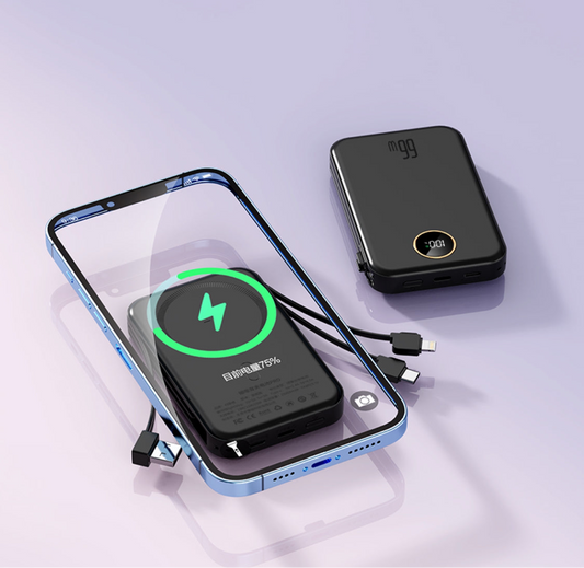 Magnetic 10000mAh Power Bank – 15W Wireless & 22.5W PD Fast Charging with Built-in Cables - NARA SPACE