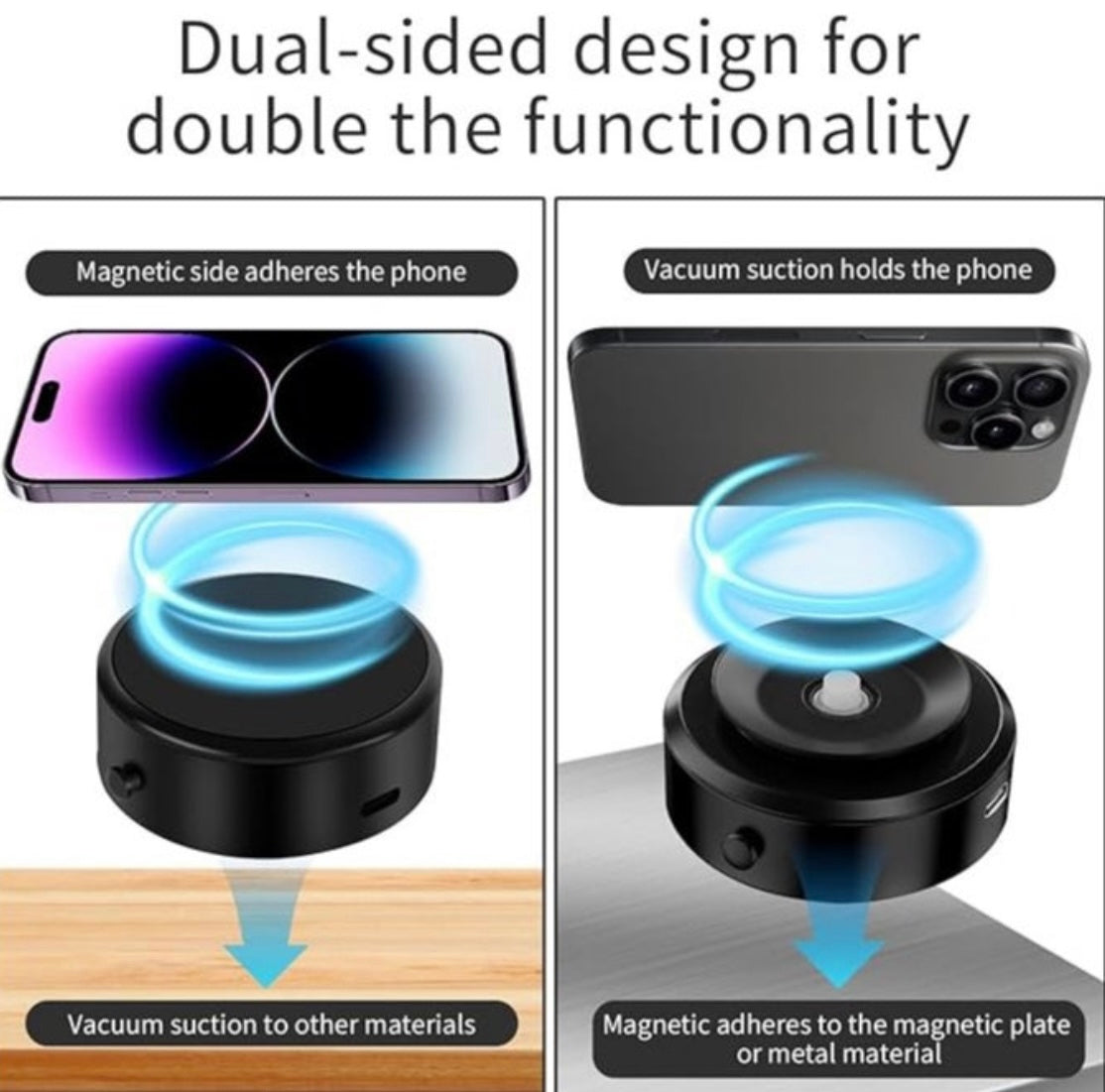 Denx 360° Rotating Magnetic Car Phone Holder – Air Suction Mount for All Car Models (Black) - 1 Year Warranty - NARA SPACE