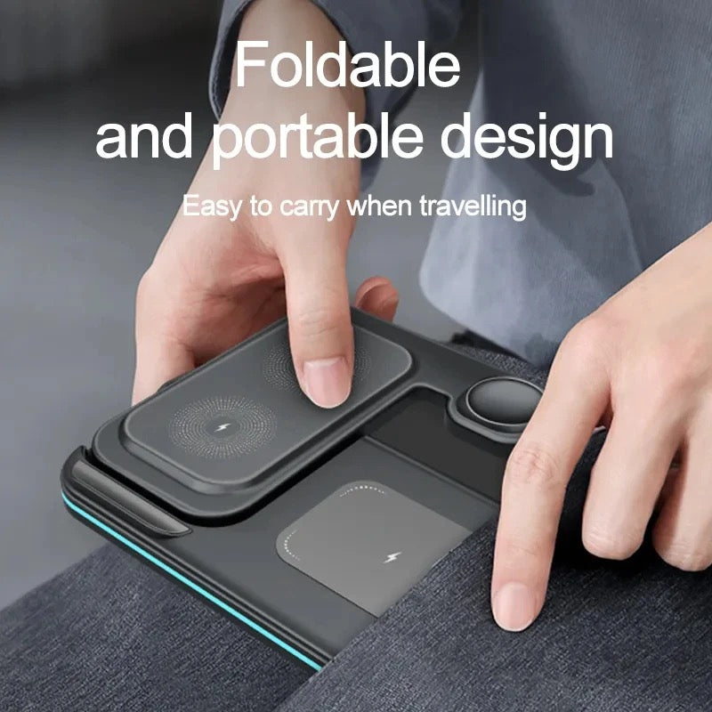 Foldable 15W Wireless Charger – 3-in-1 Charging Station - NARA SPACE