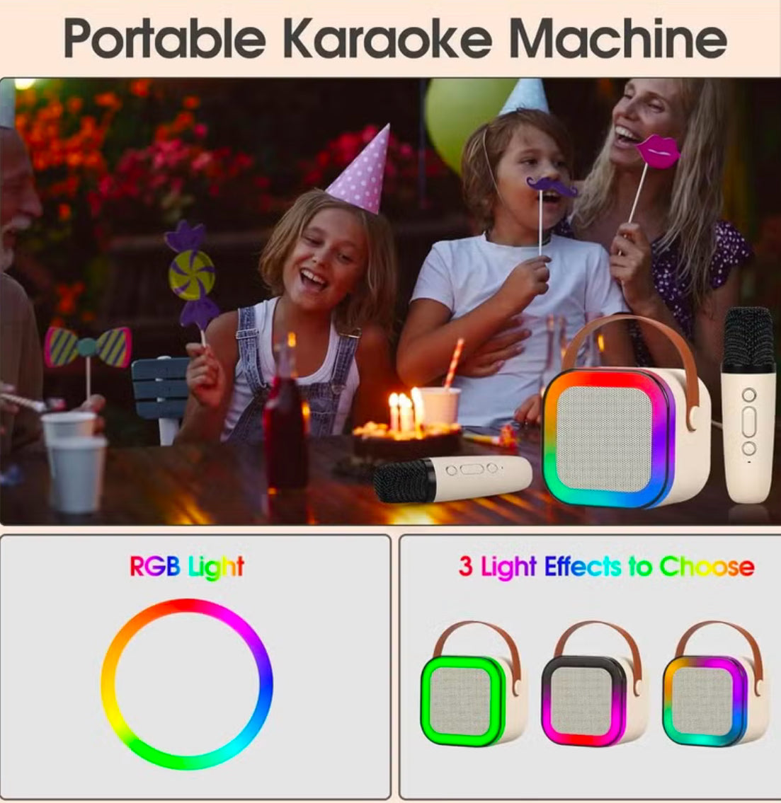 Portable Bluetooth Karaoke Microphone with Speaker – Wireless Handheld Machine - NARA SPACE