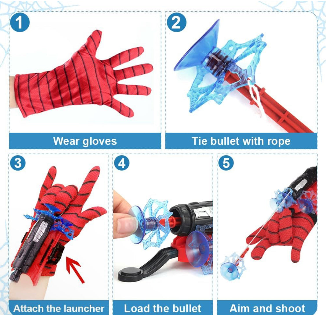 Spiderman Web Shooter Gloves – Kids Superhero Wrist Launcher Cosplay Toy - NARA SPACE