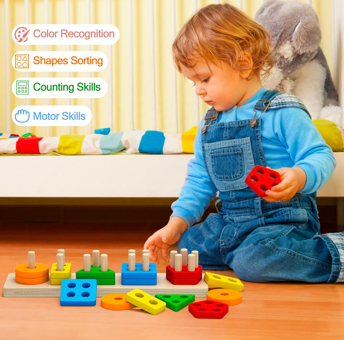 Montessori Wooden Sorting & Stacking Toy