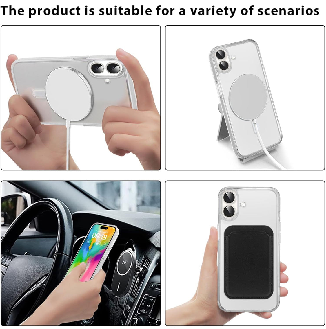 GEARMAX Magnetic iPhone 16 Case – Clear, Shockproof, MagSafe Compatible