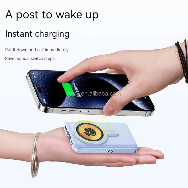Magnetic 10000mAh Wireless Power Bank with Built-in Cables & Stand - NARA SPACE