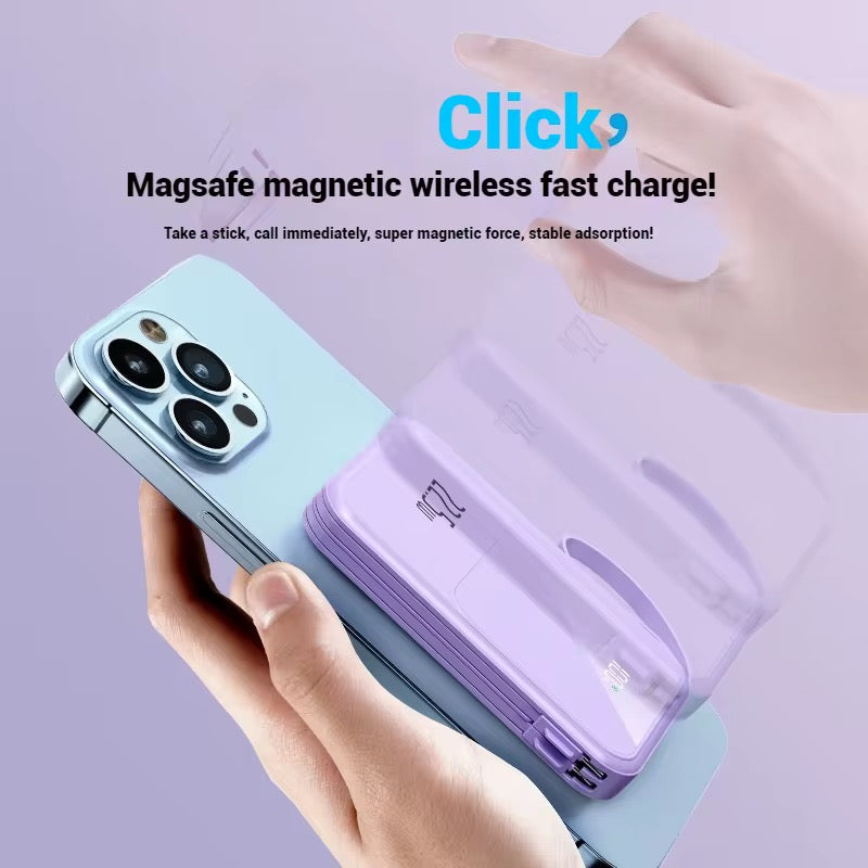 Magnetic 10000mAh Power Bank with Built-in Cables & 22.5W PD Fast Charging - NARA SPACE