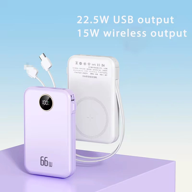 Magnetic 10000mAh Power Bank – 15W Wireless & 22.5W PD Fast Charging with Built-in Cables - NARA SPACE