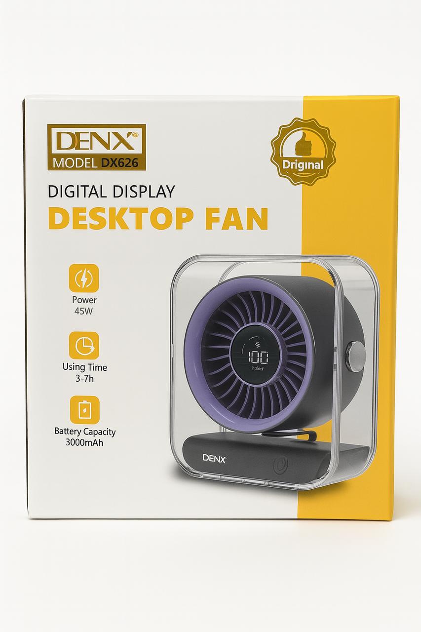 DENX Digital Display Desktop Fan - Yellow | 1 Year Warranty