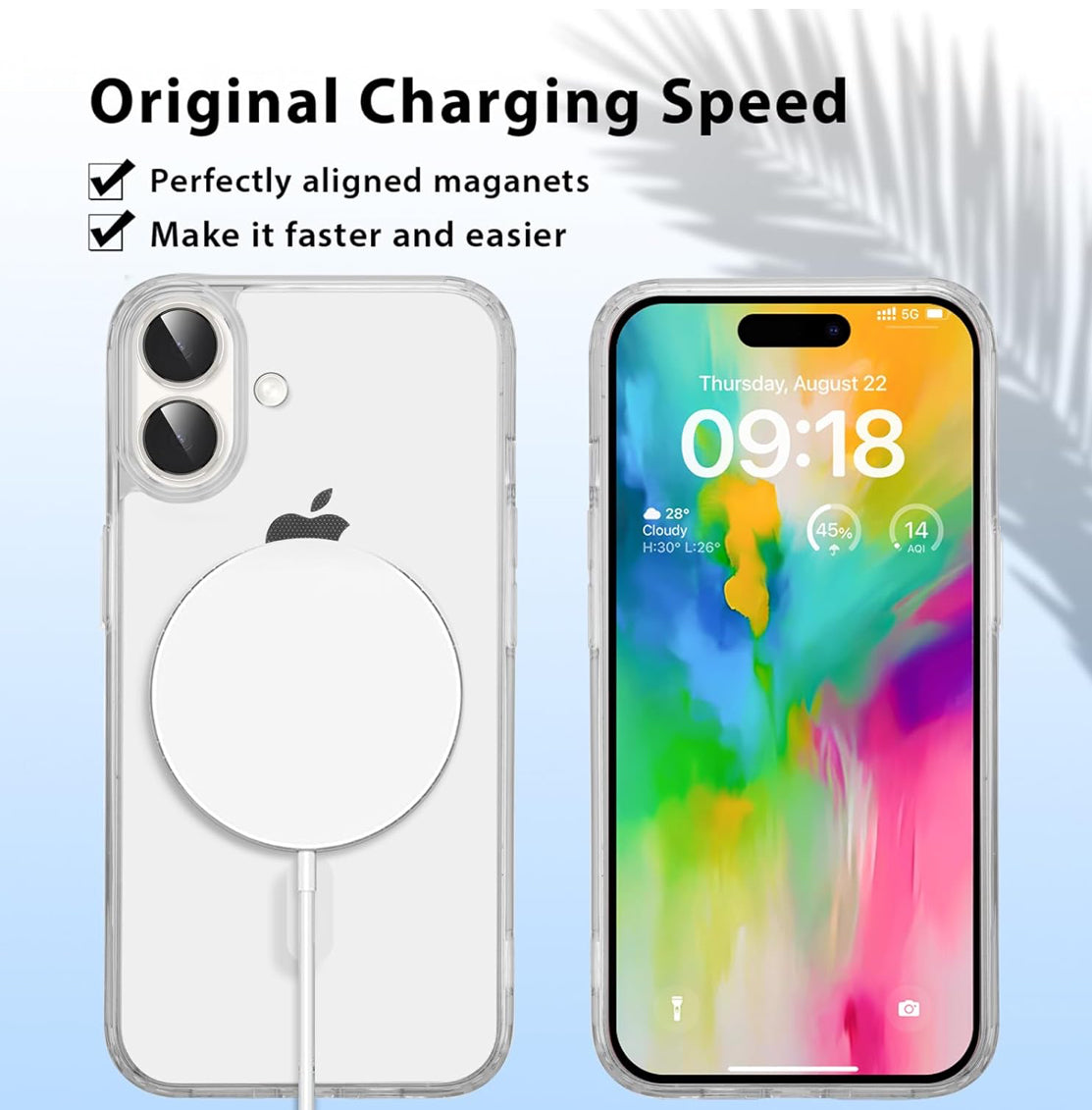 GEARMAX Magnetic iPhone 16 Case – Clear, Shockproof, MagSafe Compatible