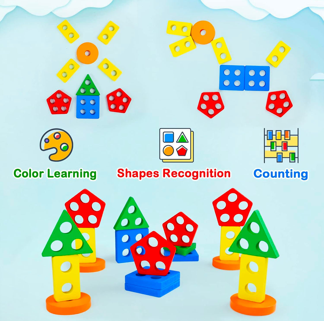 Montessori Wooden Sorting & Stacking Toy