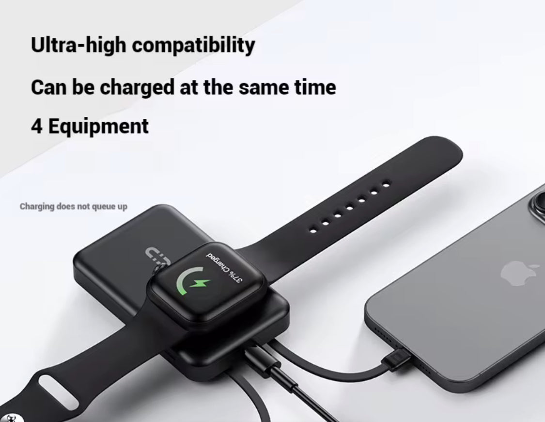 Mini Magnetic Power Bank 10000mAh | 15W Wireless Fast Charging with Built-in Cable, LED Display & Phone Stand - (BLACK) - NARA SPACE