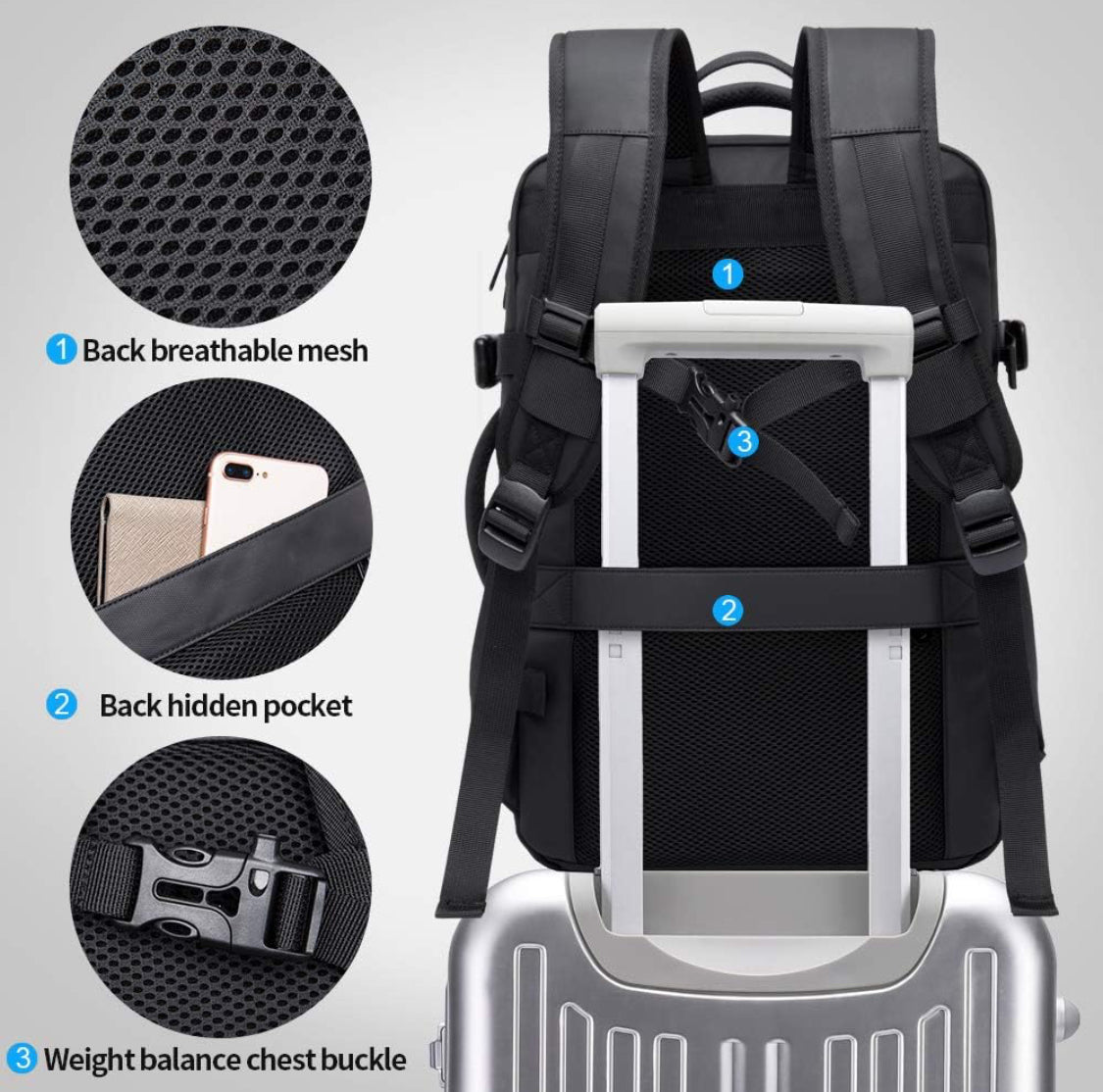 BANGE Expandable Travel Backpack - NARA SPACE
