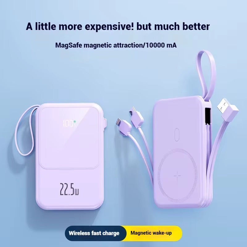 Magnetic 10000mAh Power Bank with Built-in Cables & 22.5W PD Fast Charging - NARA SPACE