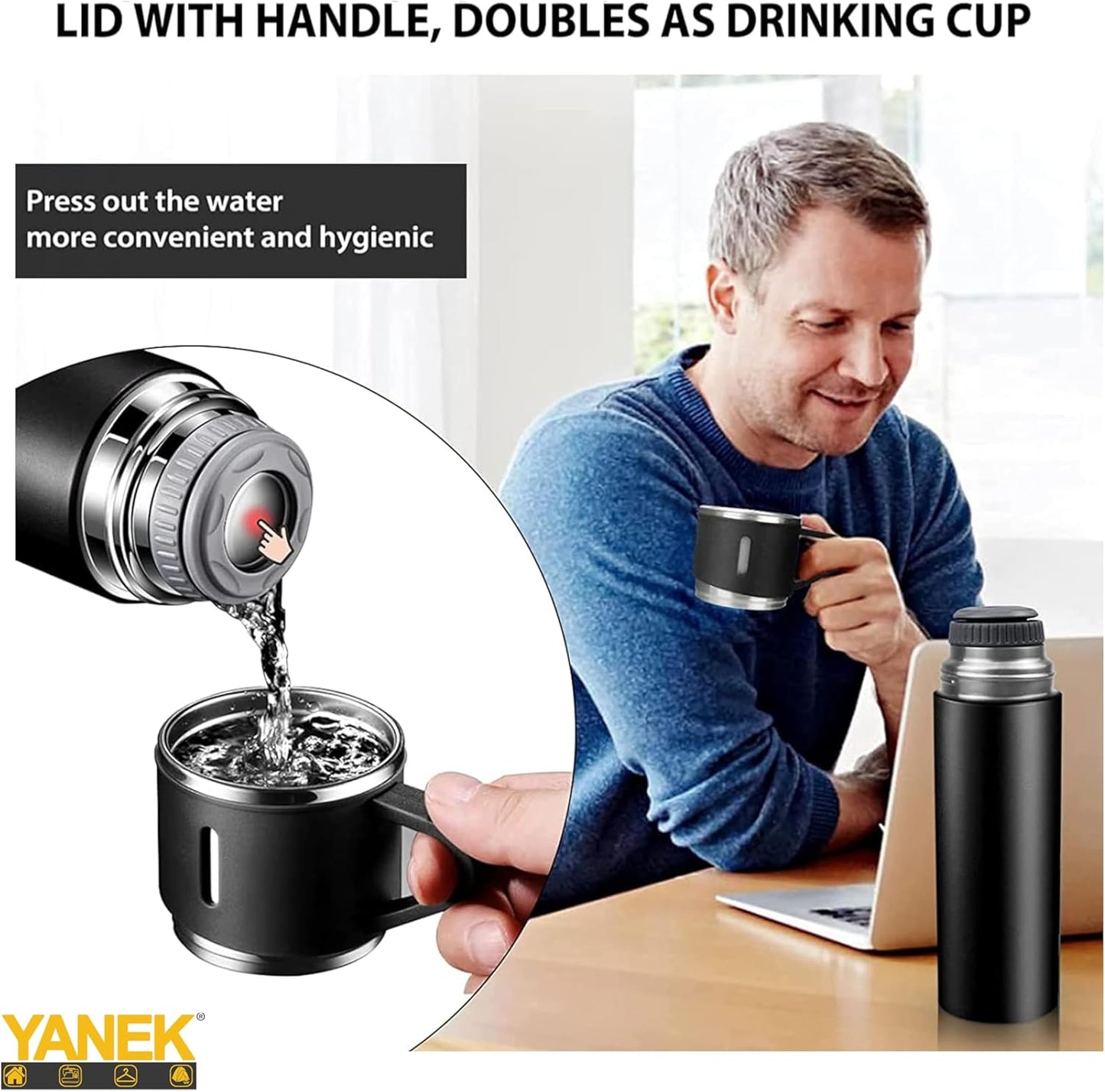 500ml Stainless Steel Vacuum Thermos Flask – Hot & Cold Insulated Bottle - NARA SPACE