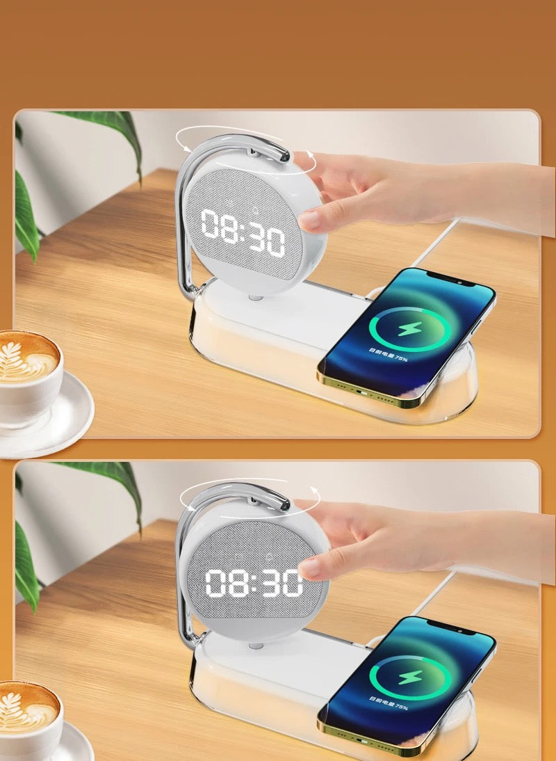 3-in-1 Night Light Alarm Clock with 15W Wireless Charger & Dimmable Touch Lamp - NARA SPACE