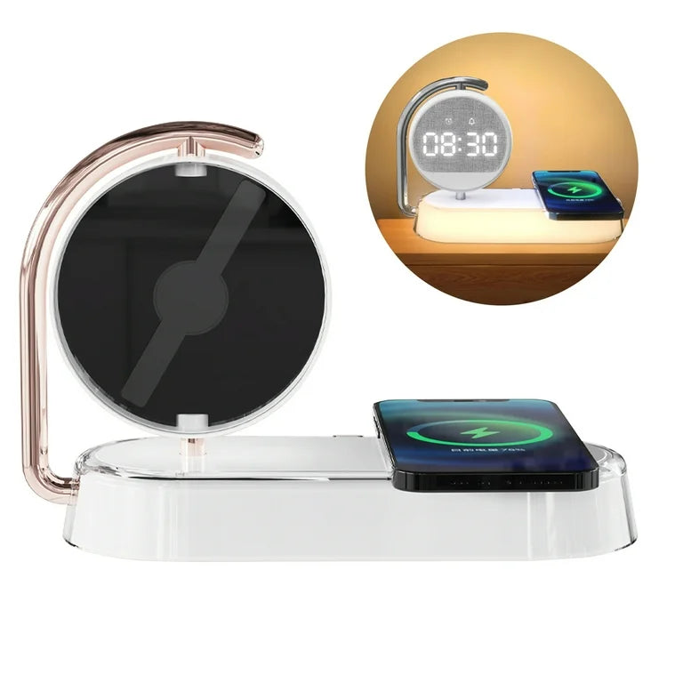 3-in-1 Night Light Alarm Clock with 15W Wireless Charger & Dimmable Touch Lamp - NARA SPACE