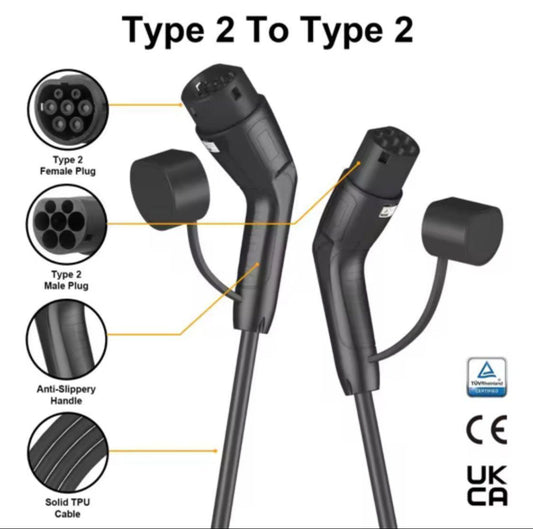 GreenLine - TYPE 2 TO TYPE 2 EV CHARGING CABLE (5M) | 32 A, 22 KW | +FREE BAG | 2 YEAR WARRANTY - NARA SPACE