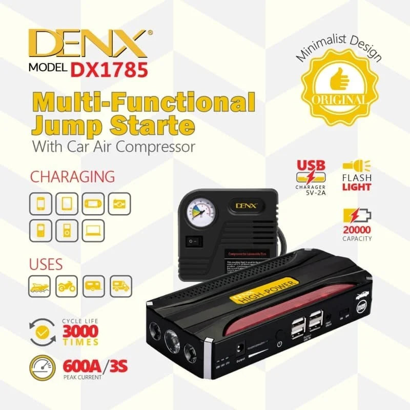Multi-Functional Jump Starter with Air Compressor – 1 Year Warranty - NARA SPACE