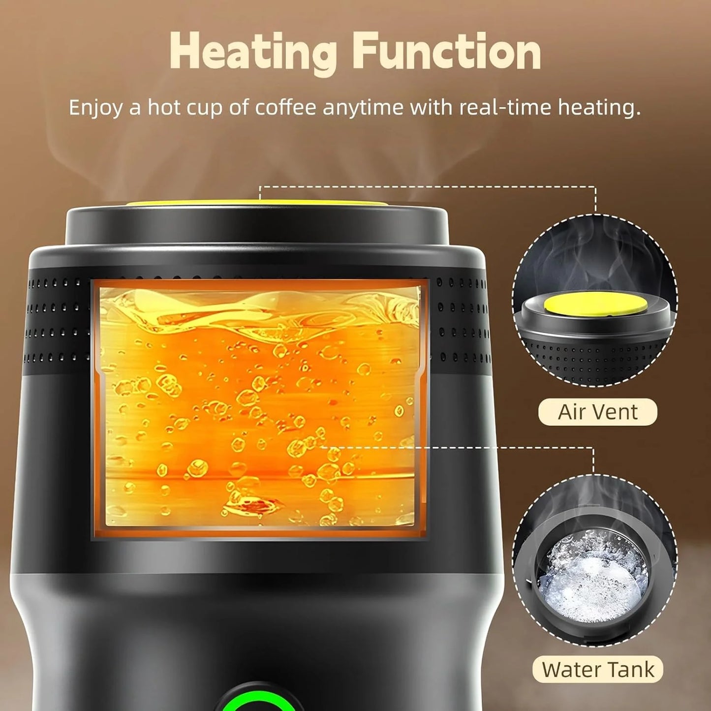 Portable Self-Heating Espresso Maker Compatible with NS Capsules & Ground Coffee - NARA SPACE