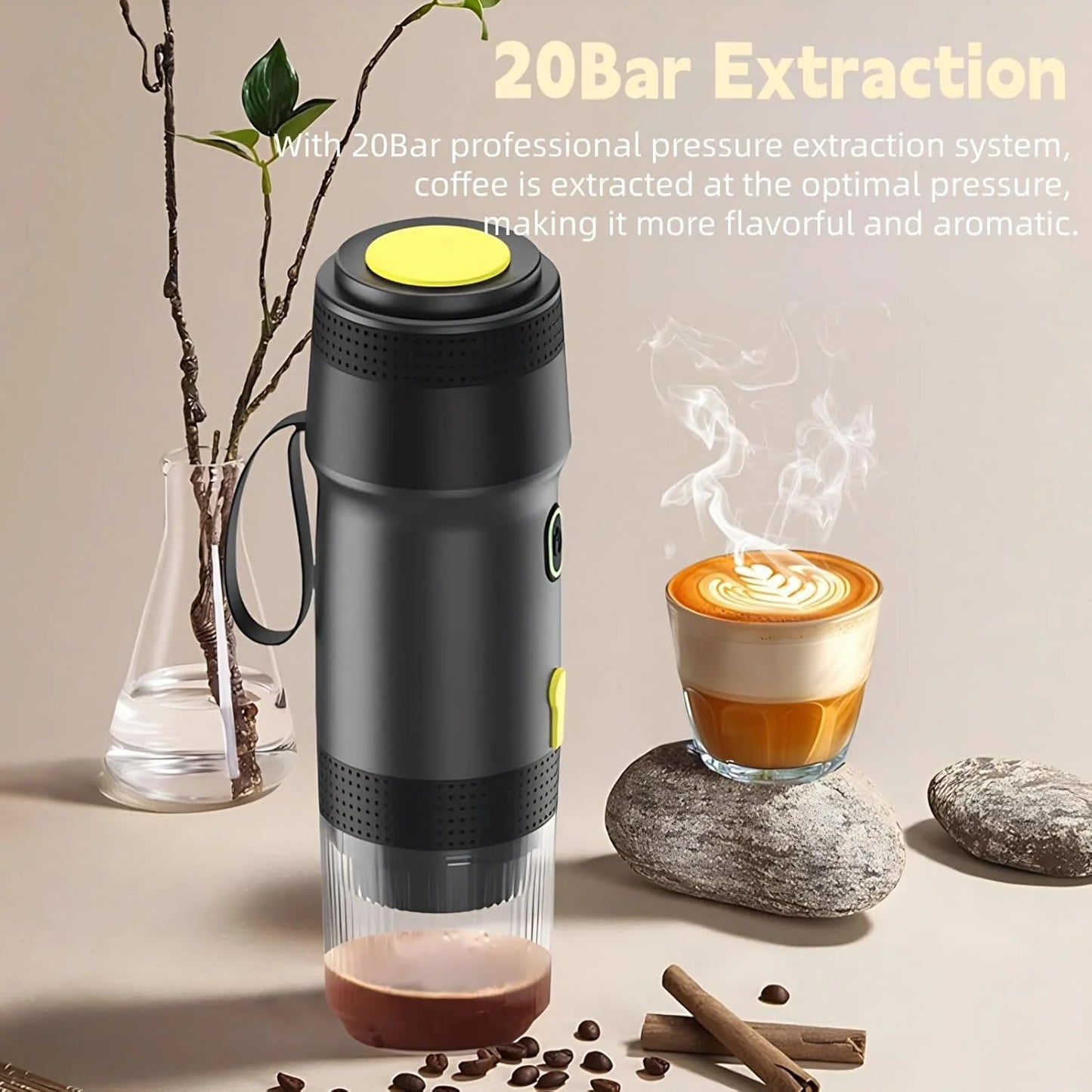 Portable Self-Heating Espresso Maker Compatible with NS Capsules & Ground Coffee - NARA SPACE