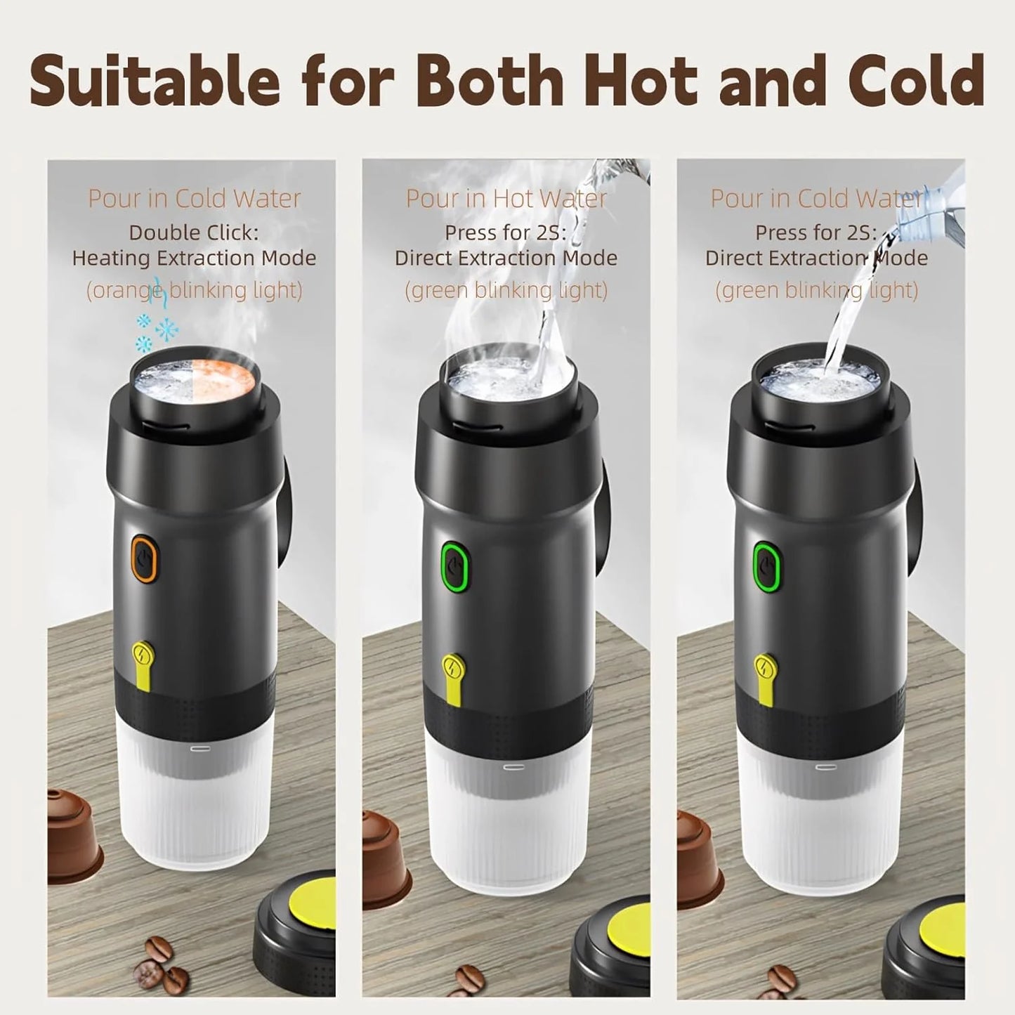 Portable Self-Heating Espresso Maker Compatible with NS Capsules & Ground Coffee - NARA SPACE