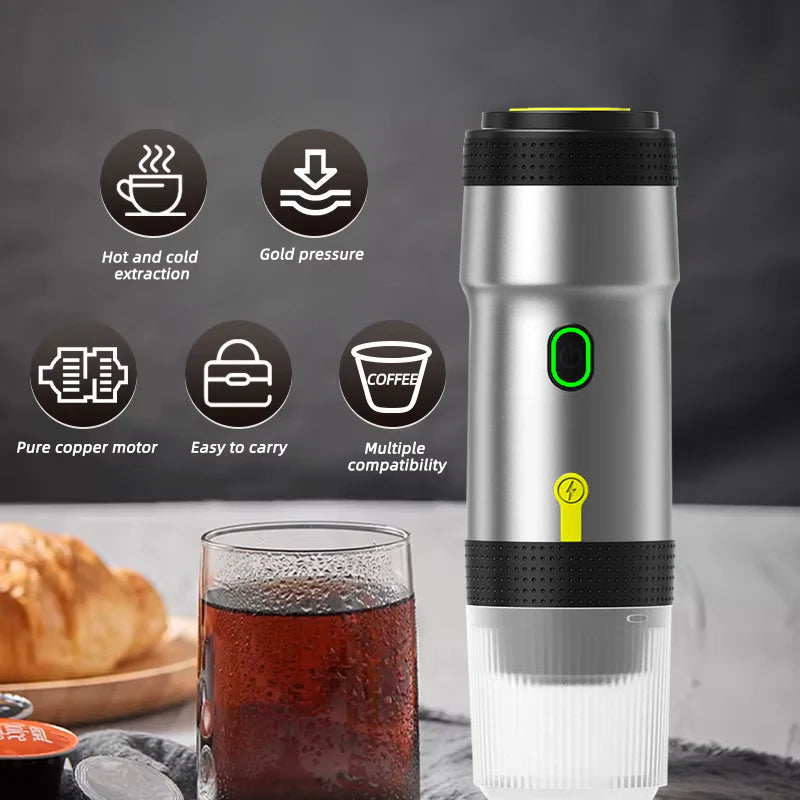 Portable Self-Heating Espresso Maker Compatible with NS Capsules & Ground Coffee - NARA SPACE