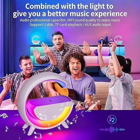 LED Wireless Charging Speaker with Bluetooth & Ambient Light - NARA SPACE