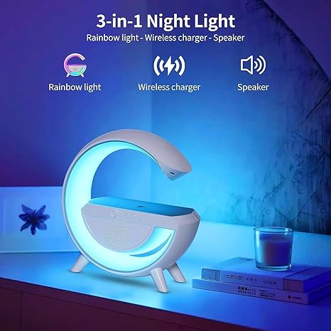 LED Wireless Charging Speaker with Bluetooth & Ambient Light - NARA SPACE