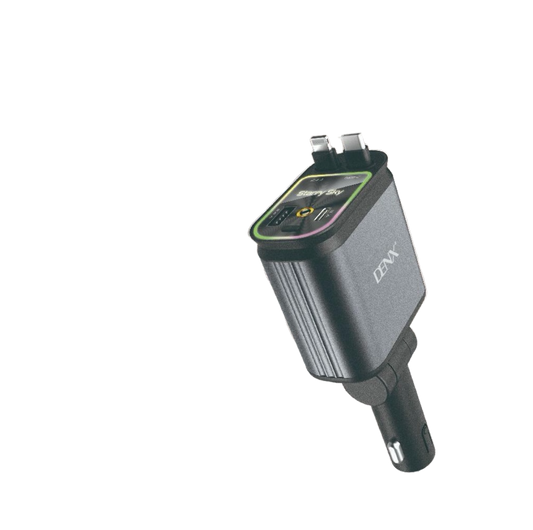 Denx 66W Fast Car Charger with Built-in Cables & Digital Display