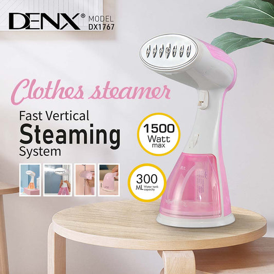 DENX Clothes Steamer - 1500W Electric Steam Brush with 300ml Water Tank Capacity | 1 Year Warranty