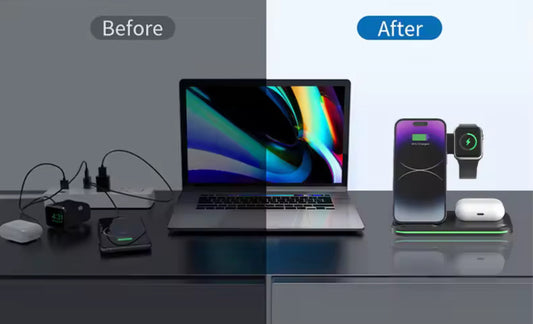 Foldable 15W Wireless Charger – 3-in-1 Charging Station - NARA SPACE