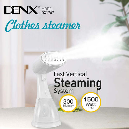 DENX Clothes Steamer - 1500W Electric Steam Brush with 300ml Water Tank Capacity | 1 Year Warranty