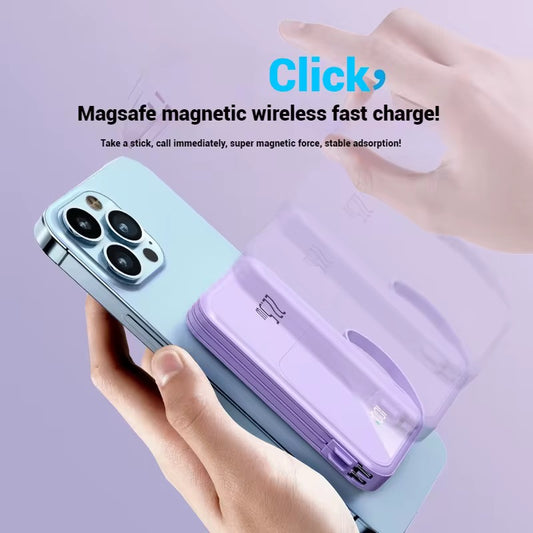 Magnetic 10000mAh Power Bank with Built-in Cables & 22.5W PD Fast Charging - NARA SPACE