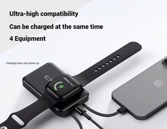 Mini Magnetic Power Bank 10000mAh | 15W Wireless Fast Charging with Built-in Cable, LED Display & Phone Stand - (BLACK) - NARA SPACE