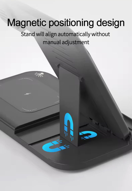 Foldable 15W Wireless Charger – 3-in-1 Charging Station - NARA SPACE