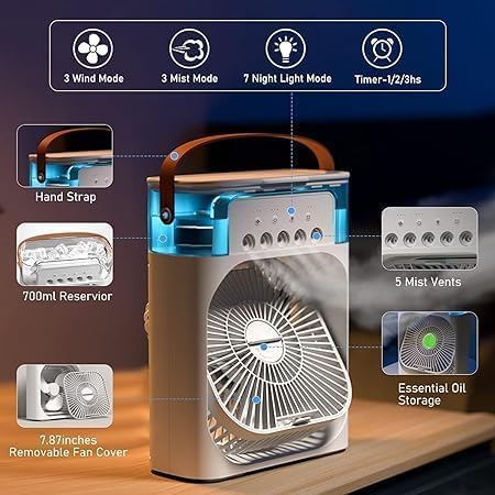 Portable Air Conditioner Fan with Humidifier, 700ml Mini Evaporative Cooler