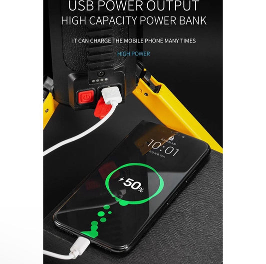 Rechargeable LED Work Flashlight with Power Bank – Multi-Function Searchlight for Camping, Car, and Emergency Use - NARA SPACE