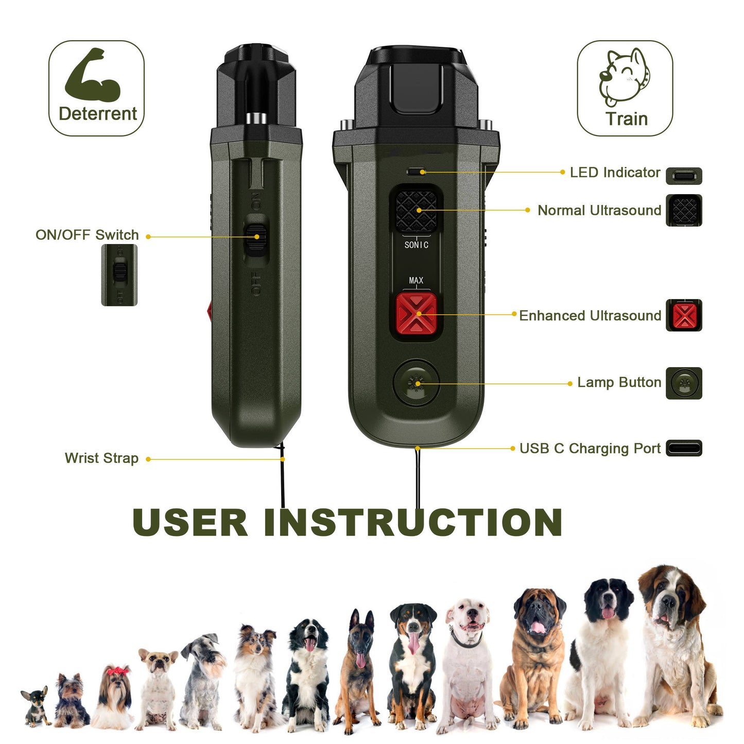 green ultra sonic dog trainer 