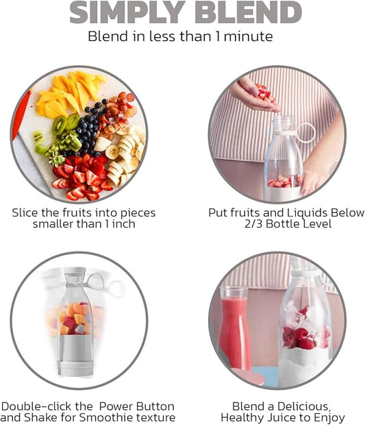 High-Power Portable Mini Juicer – USB Rechargeable Personal Blender for Smoothies - NARA SPACE
