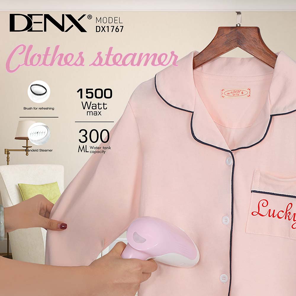 DENX Clothes Steamer - 1500W Electric Steam Brush with 300ml Water Tank Capacity | 1 Year Warranty